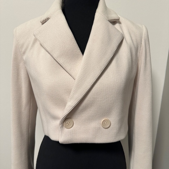 *HOUSE OF HARLOW 1960* Ivory Long Sleeve Cropped Blazer Size XS - Picture 2 of 7